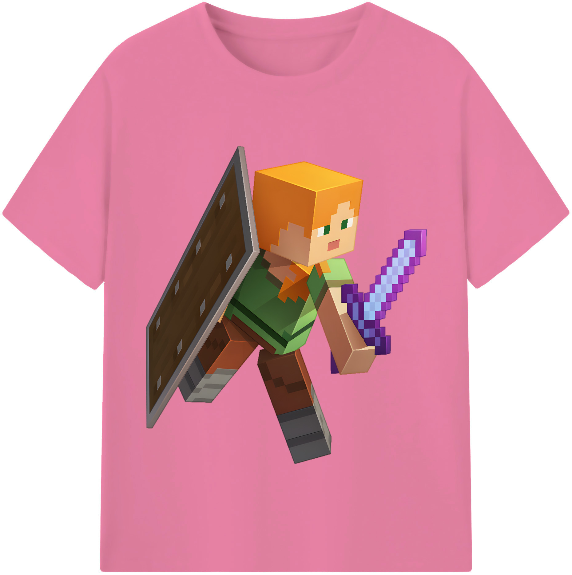 （画像用） マインクラフト ブロックの世界 Minecraft MC Block world 綿100％半袖Tシャツ（フロントプリント）